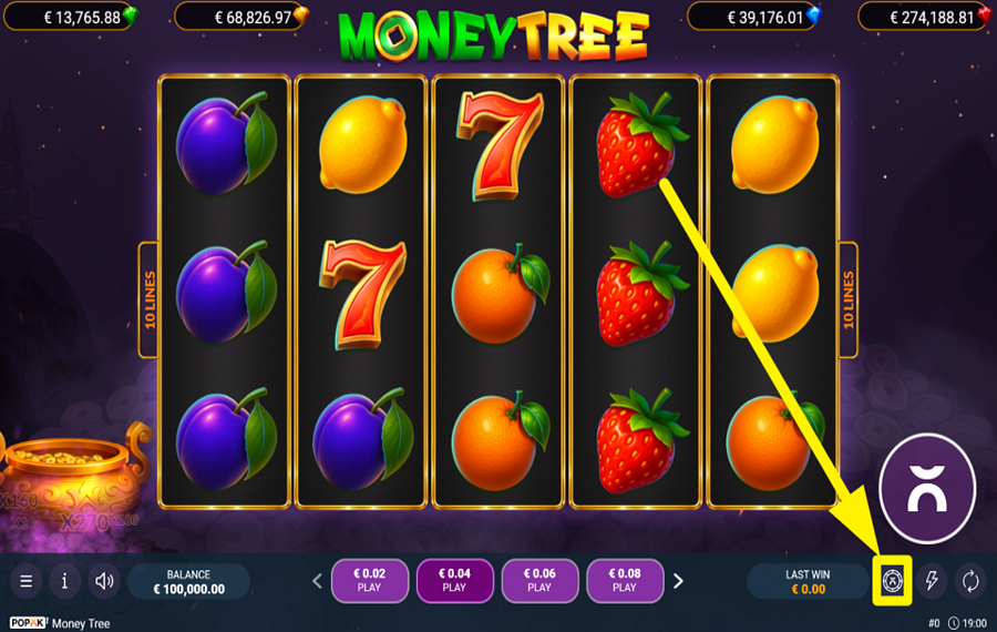 PopOk Gaming Money Tree ВЫБЕРИТЕ УРОВЕНЬ СТАВКИ.