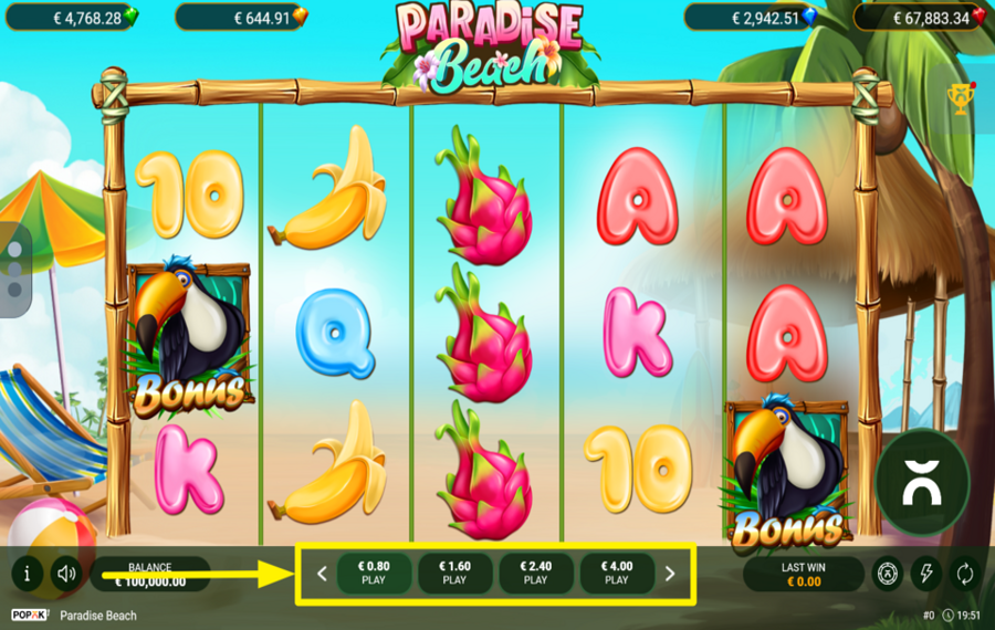 PopOK Gaming Paradise Beach SÉLECTIONNEZ VOTRE MISE TOTALE.