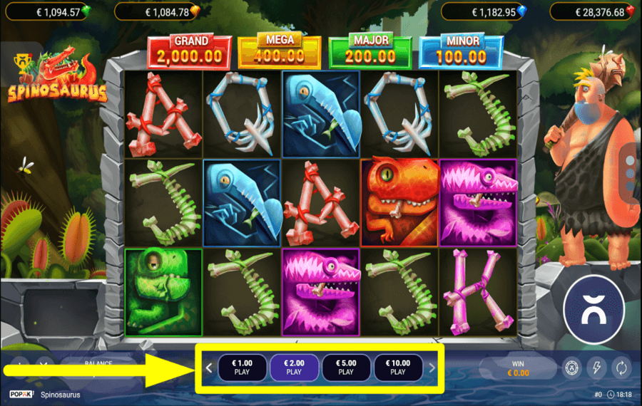 PopOk Gaming Spinosaurus SELECT YOUR WAGER.