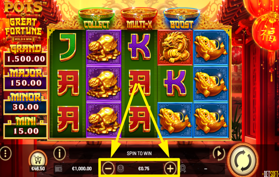 Pots of Great Fortune Hold and Win ATTRIBUER UNE VALEUR DE PARI.