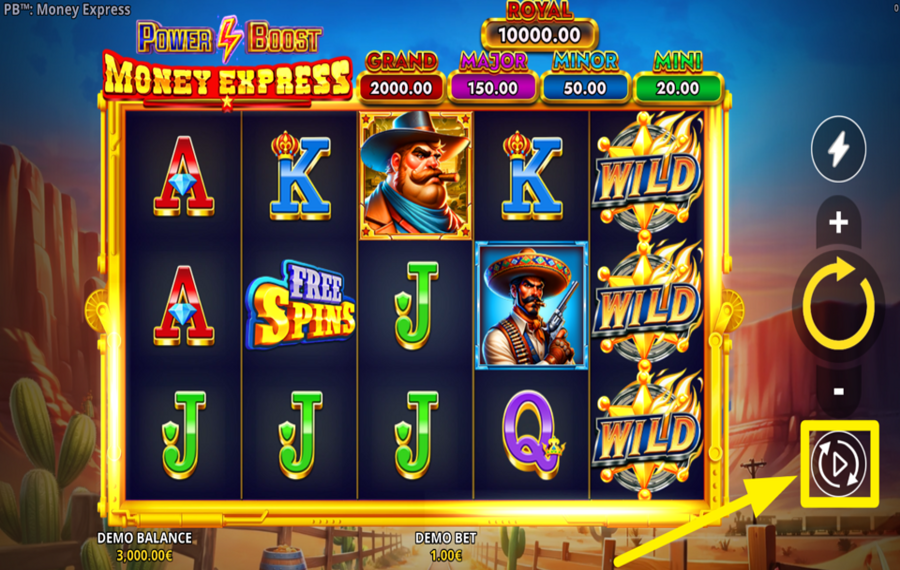 Power Boost Money Express ACTIVATE AUTOMATIC SPINNING.