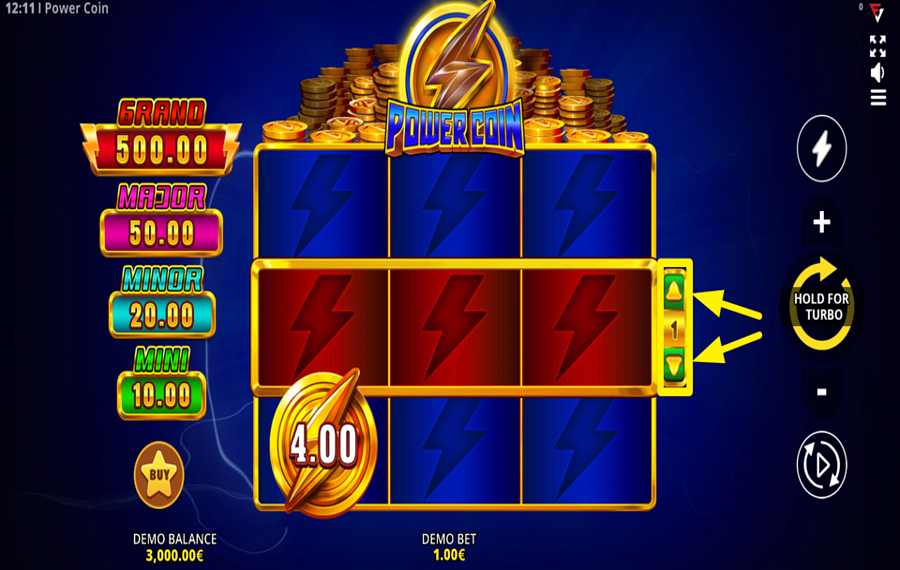 Power Coin Cash Up Series SET THE NUMBER OF ACTIVE LINES.