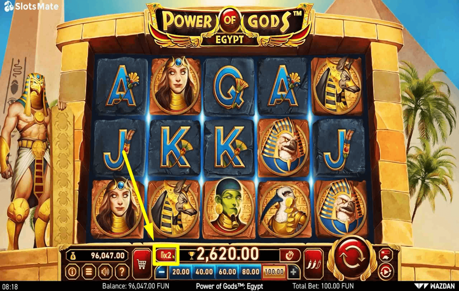 Power of Gods Egypt Использование дополнительной функции «Азартная игра».