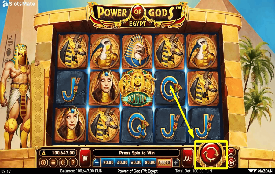 Power of Gods Egypt Нажмите/коснитесь кнопки «Вращать».