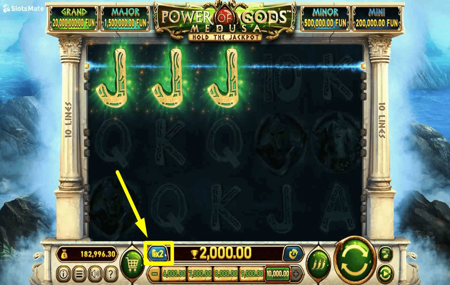 Power of Gods Medusa Utilisation de la fonction optionnelle « Gamble ».