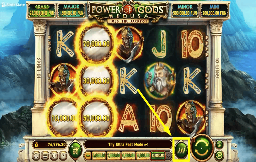 Power of Gods Medusa En utilisant le bouton optionnel « Volatilité ».