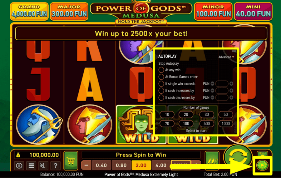 Power of Gods Medusa Extremely Light START AUTOPLAY.