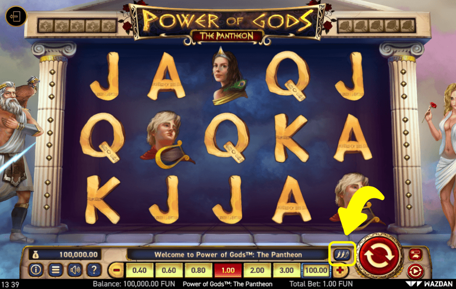 Power of Gods The Pantheon Wählen Sie die Volatilitätsstufe