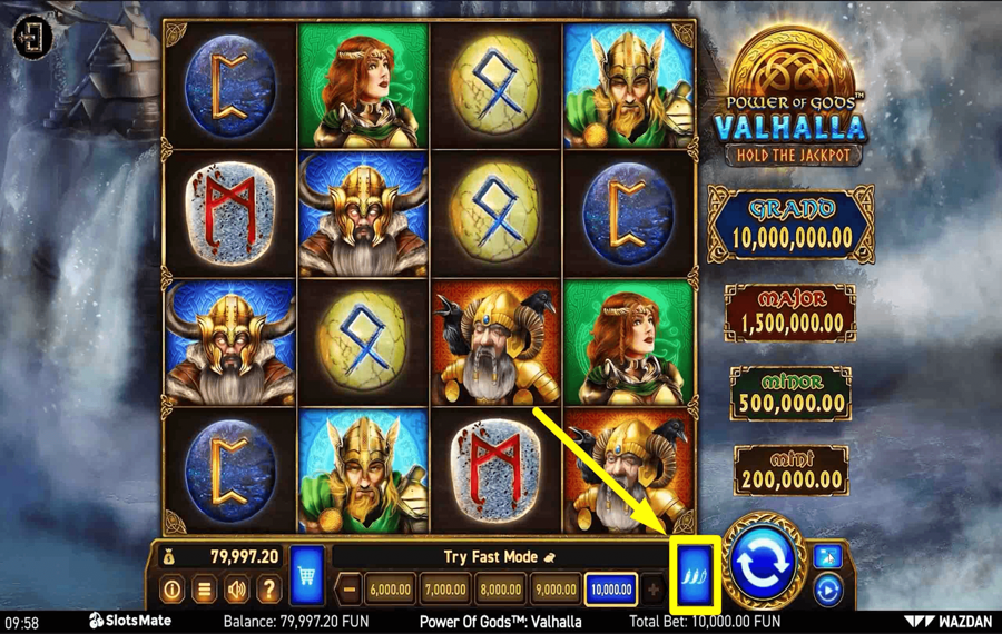 Power of Gods Valhalla Использование дополнительной кнопки «Волатильность».