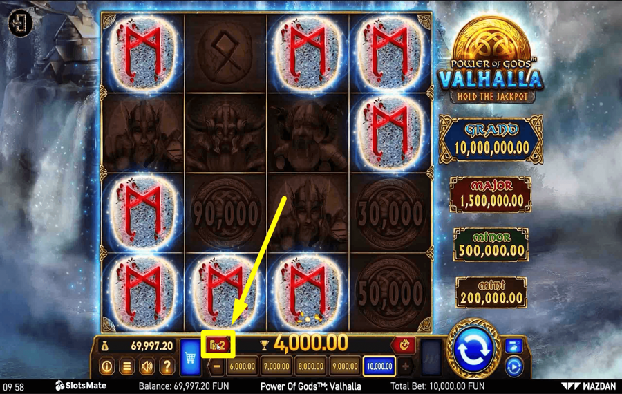 Power of Gods Valhalla Использование дополнительной функции «Азартная игра».