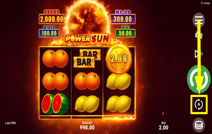 Power Sun ИСПОЛЬЗУЙТЕ АВТОВОСПРОИЗВЕДЕНИЕ.