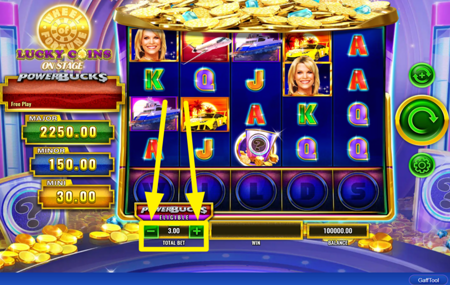 PowerBucks Wheel of Fortune Lucky Coins on Stage FAITES VOTRE PARI.