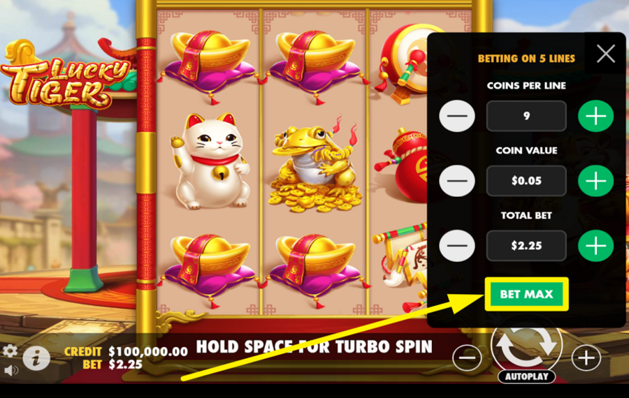 Pragmatic Play Lucky Tiger ACTIVA EL NIVEL DE APUESTA MÁXIMO.