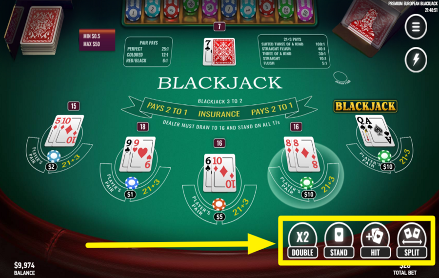 Premium European Blackjack DÉCIDEZ DE VOTRE PROCHAINE ACTION.