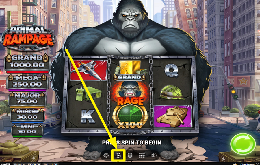 Primal Rampage UTILISER LA LECTURE AUTOMATIQUE.