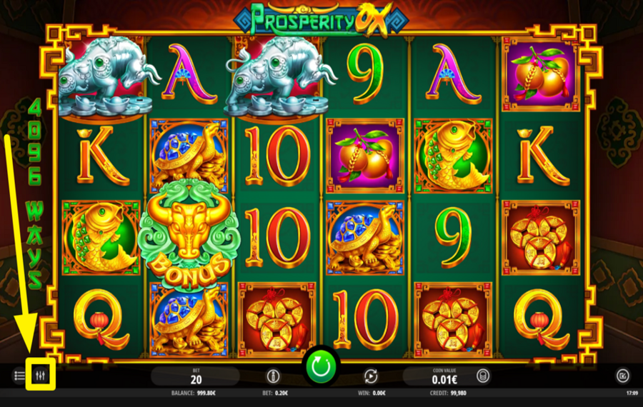 Prosperity Ox ADJUST ADDITIONAL GAME SETTINGS.
