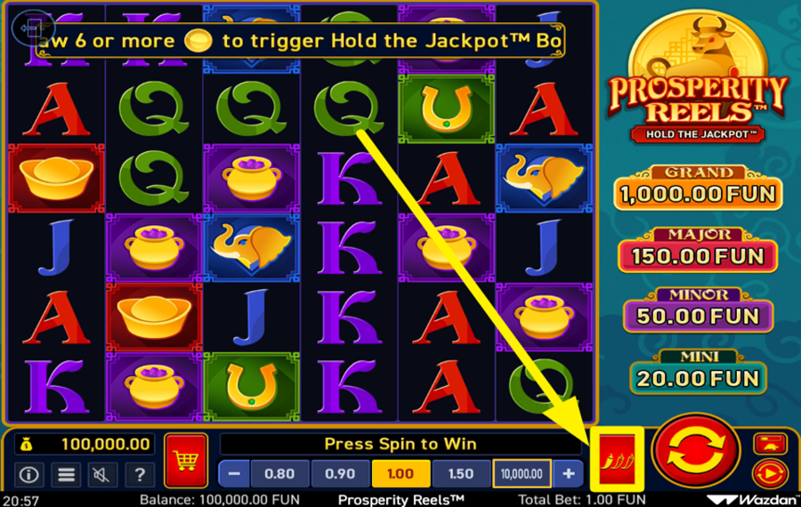 Prosperity Reels ИЗМЕНИТЬ НАСТРОЙКИ ВОЛАТИЛЬНОСТИ.