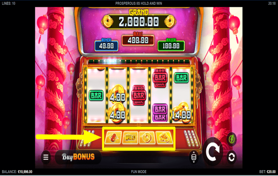 Prosperous 8s Hold and Win CONTROL THE LEVEL.