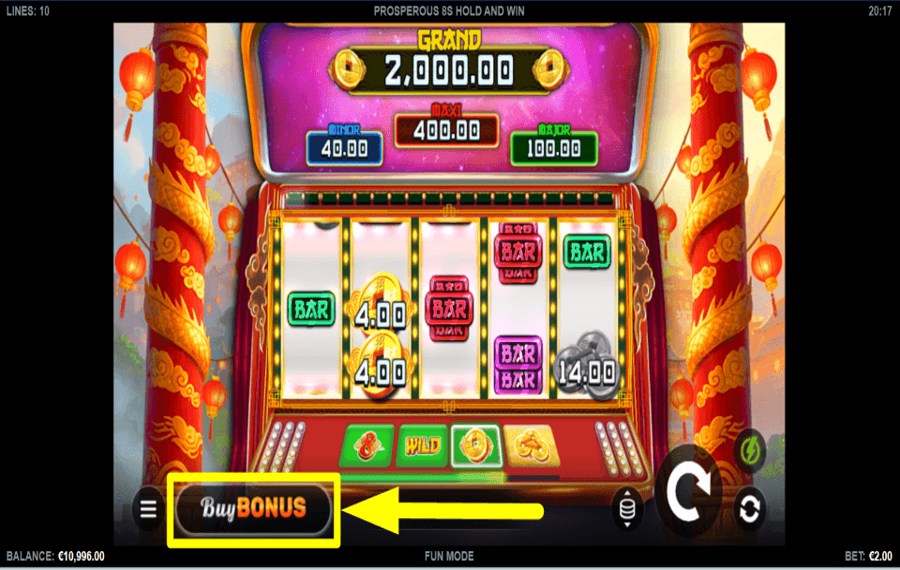 Prosperous 8s Hold and Win COLLECT EXTRA TURNS.