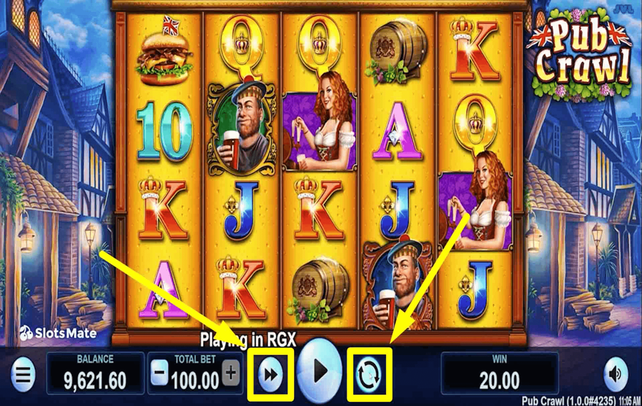 Pub Crawl Usando la función opcional “Reproducción automática” y “Turbo”.