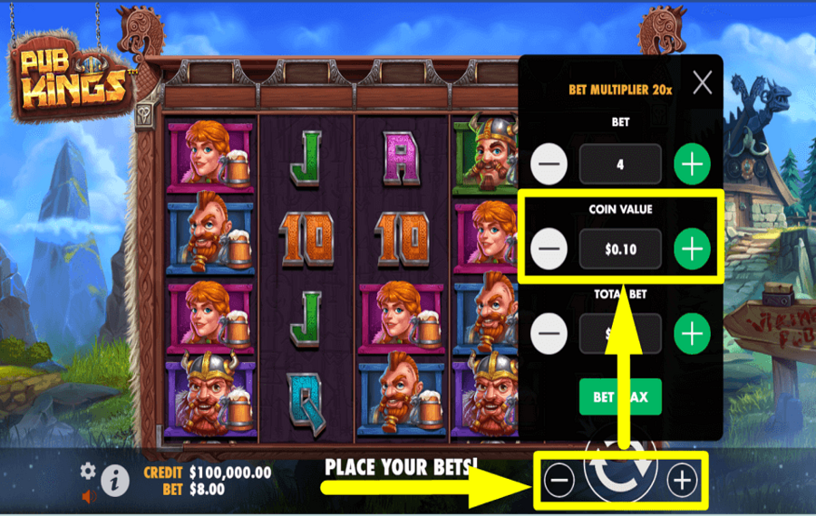 Pub Kings SET THE COIN VALUE.