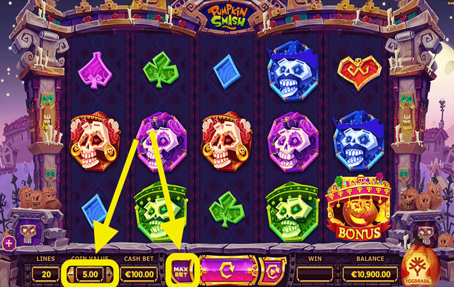 Pumpkin Smash Elige el monto de tu apuesta.