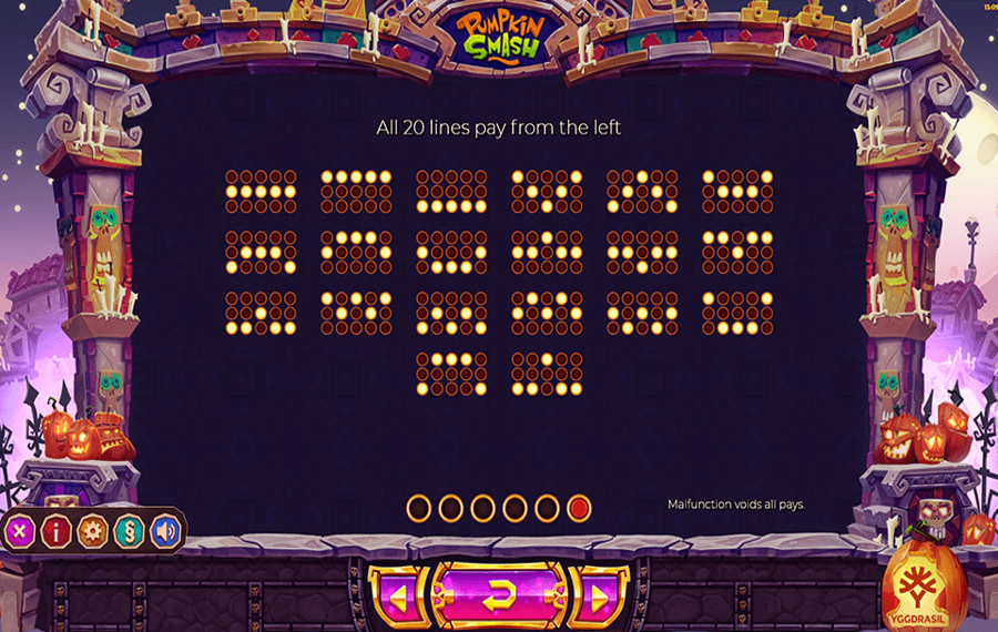 Pumpkin Smash Elige las líneas de pago.