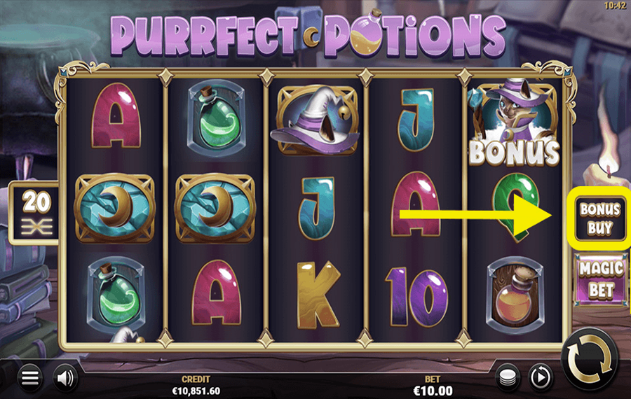 Purrfect Potions Using the optional “Bonus Buy” feature.