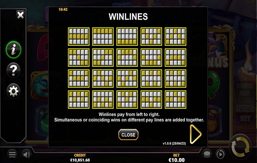 Purrfect Potions Choose the paylines.