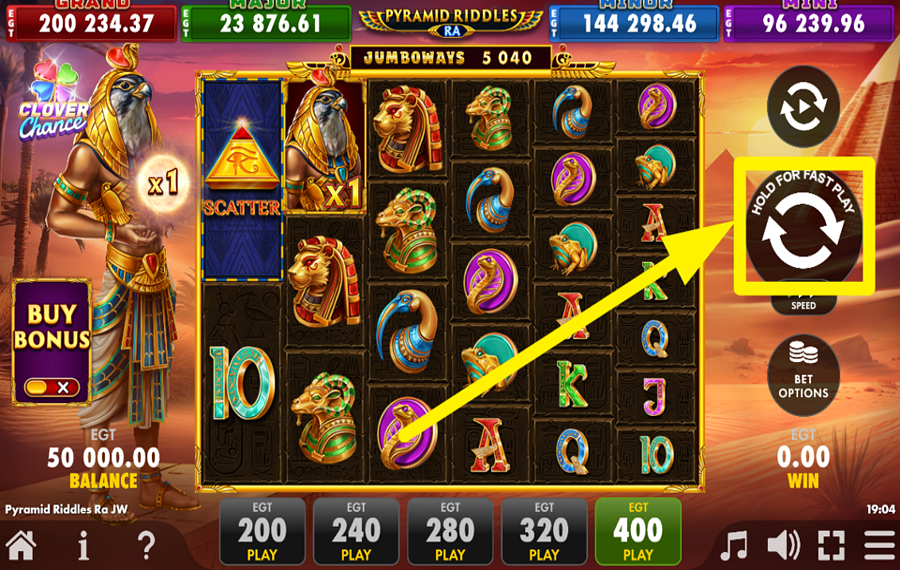 Pyramid Riddles Ra Jumboways Clover Chance SPIN TO WIN!