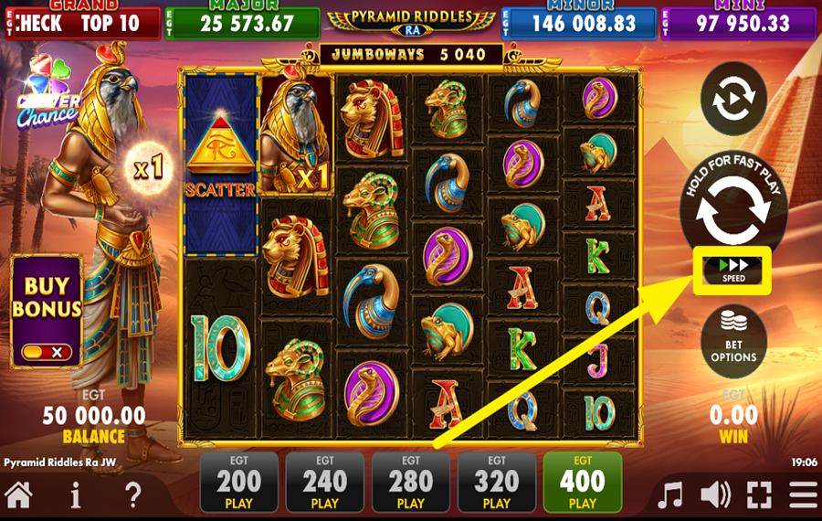 Pyramid Riddles Ra Jumboways Clover Chance MAXIMIZE THE SPEED.