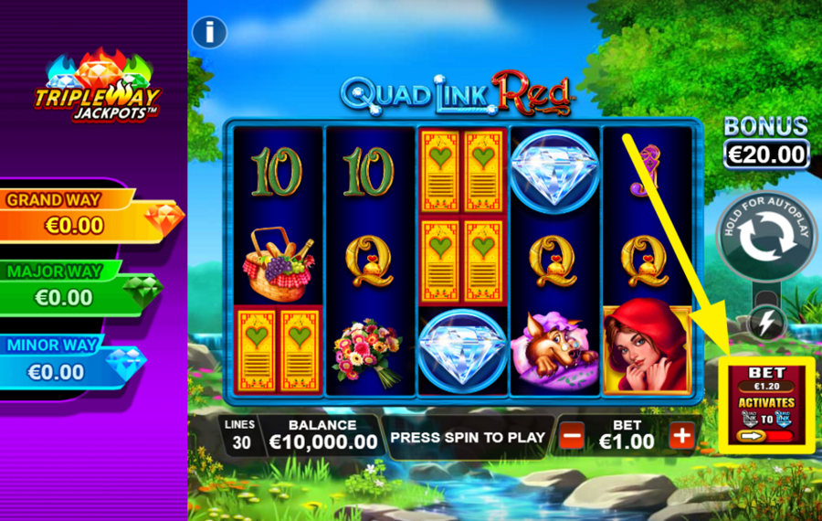 Quad Link Red АКТИВИРУЙТЕ РЕЖИМ ДОПОЛНИТЕЛЬНОЙ СТАВКИ.