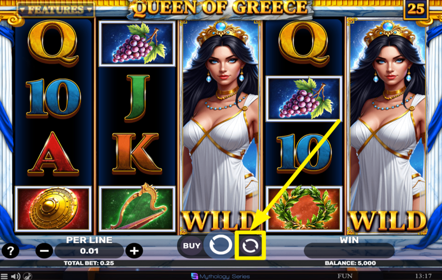 Queen of Greece CHOOSE AUTOMATIC SPINS.