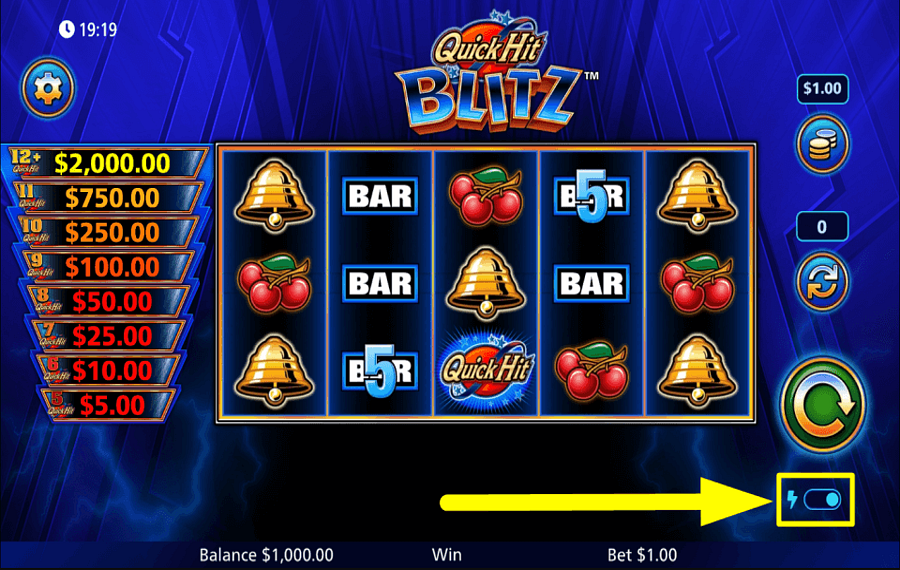 Quick Hit Blitz Blue ALLUMEZ LE TURBO.