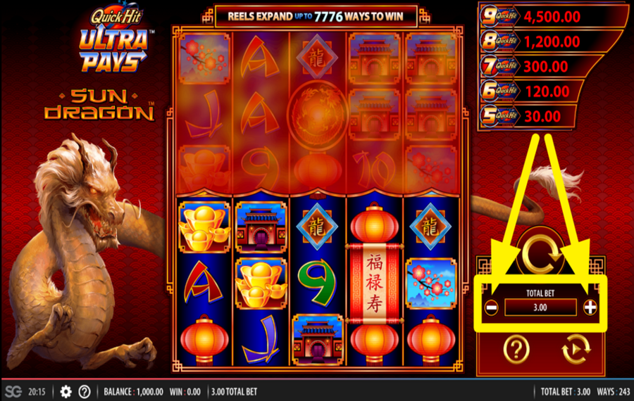 Quick Hit Ultra Pays Sun Dragon УКАЖИТЕ СВОЮ СТАВКУ.