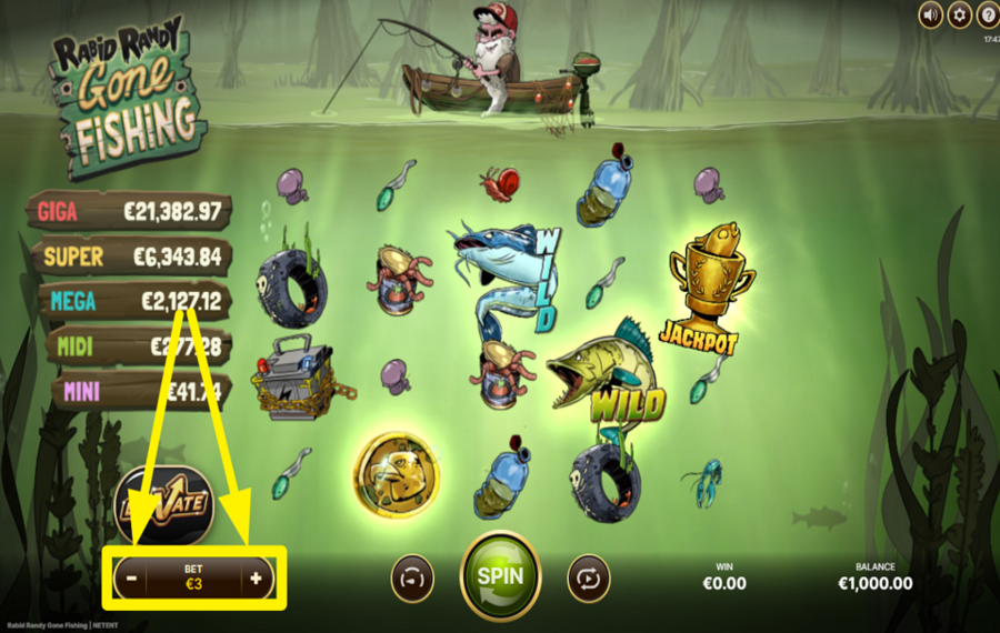 Rabid Randy Gone Fishing SELECT YOUR WAGER.