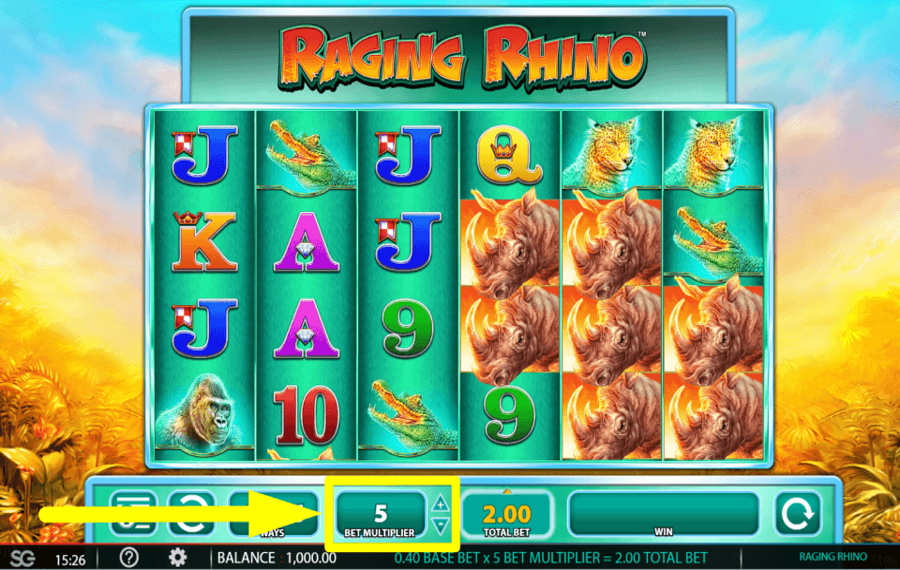 Raging Rhino SELECT YOUR TOTAL BET.