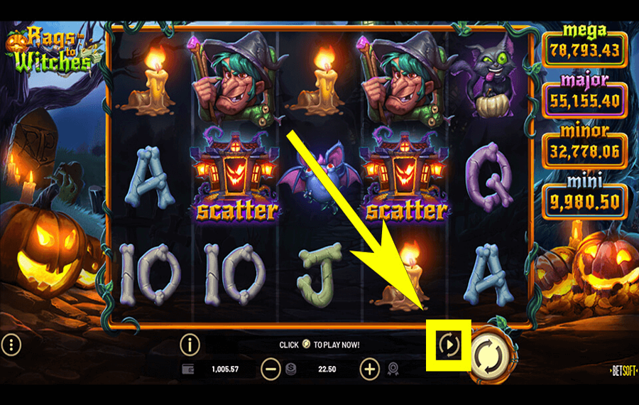 Rags to Witches Verwendung der optionalen „Autoplay“-Funktion.