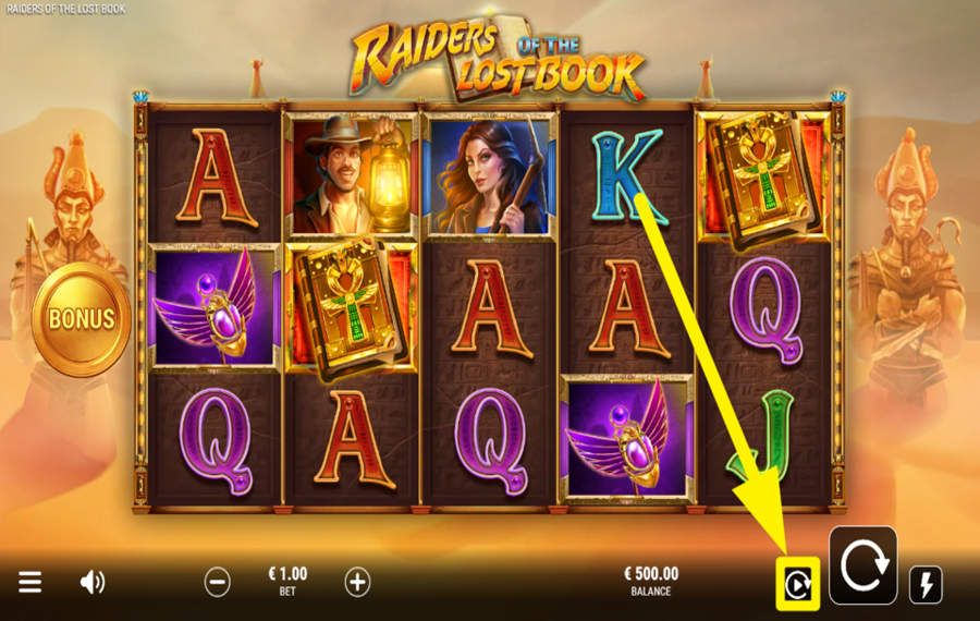 Raiders of the Lost Book UTILISEZ LA JEU AUTOMATIQUE.