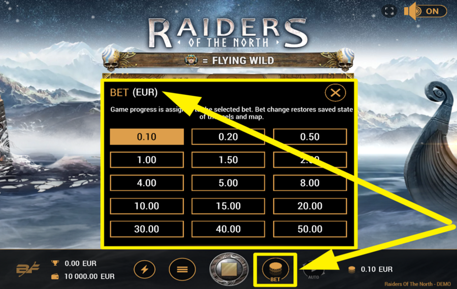 Raiders Of The North DETERMINE YOUR BET.