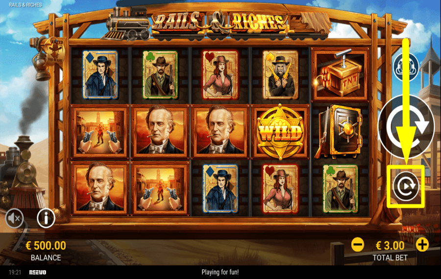 Rails and Riches ПРОДОЛЖАЙТЕ АВТОСПИНЫ.