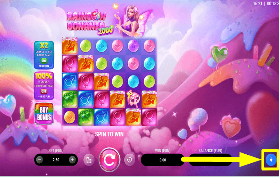 Rainbow Bonanza 2000 ACTIVER LE MODE TURBO.