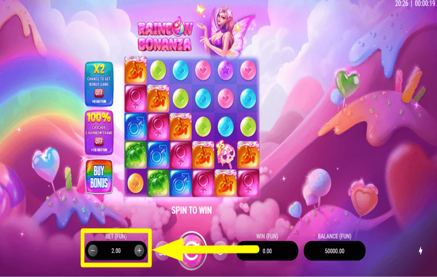 Rainbow Bonanza DETERMINAR LA APUESTA.