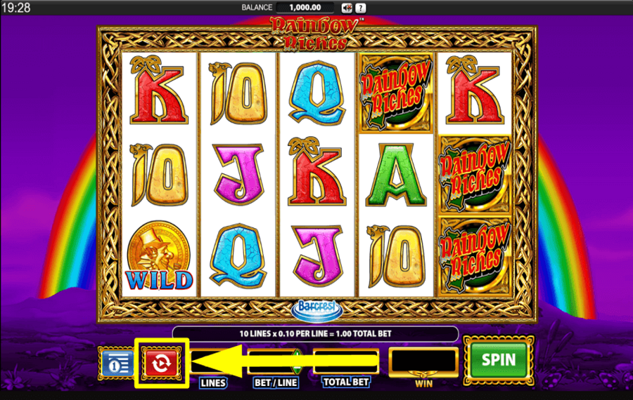 Rainbow Riches ACTIVEZ LA FONCTION DE LECTURE AUTOMATIQUE.