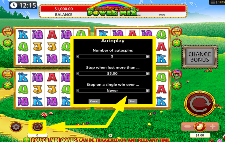 Rainbow Riches Power Mix DÉCLENCHEZ LA LECTURE AUTOMATIQUE.