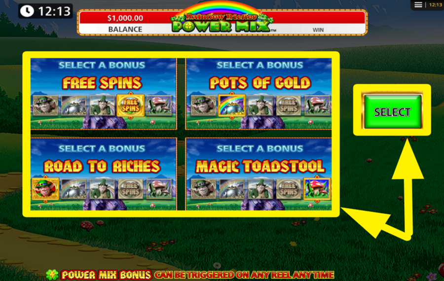 Rainbow Riches Power Mix SÉLECTIONNEZ VOTRE FONCTION BONUS.