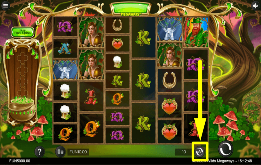 Rainbow Wilds Megaways PROCEED WITH AUTOMATIC SPINS.