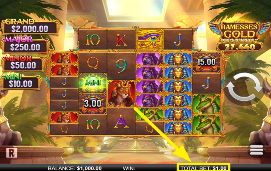 Ramesses Gold Megaways PICK A BET VALUE.