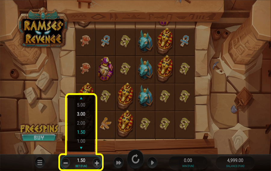 Ramses Revenge Select the bet