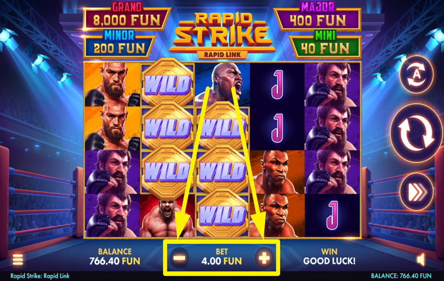 Rapid Strike Rapid Link 合計賭け金を設定してください。
